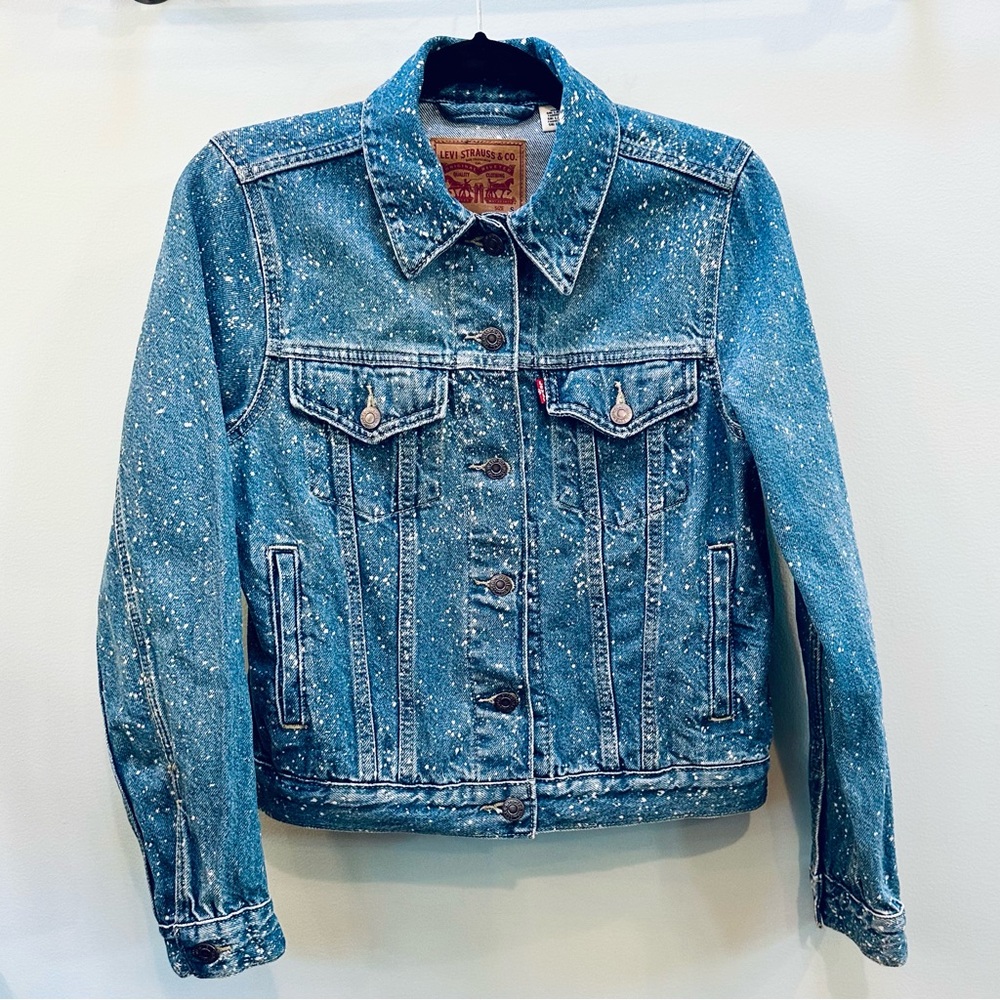 Vintage Levi’s Galactic Trucker Speckled Wash Denim Jacket Small p-p 19” s-h 20”
